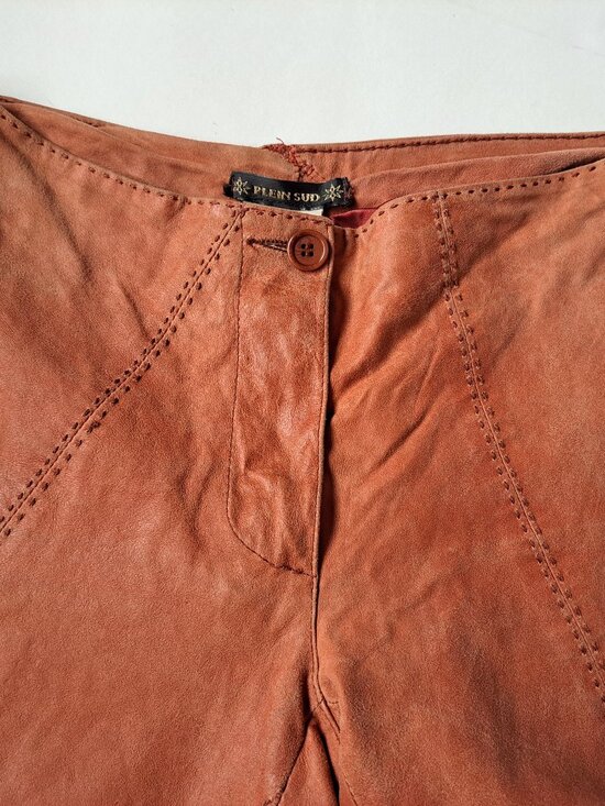 Plein Sud Women's 100% Leather Brick color Pants Size 36/4 - Picture 2 of 14